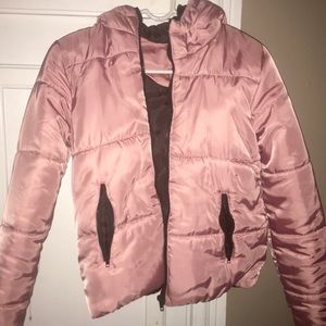 Pink puffer coat